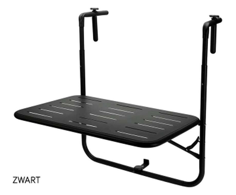 Balkontafel Met Ophangsysteem Zwart - Compact Tafelen Op Je Balkon Zonder Gedoe!