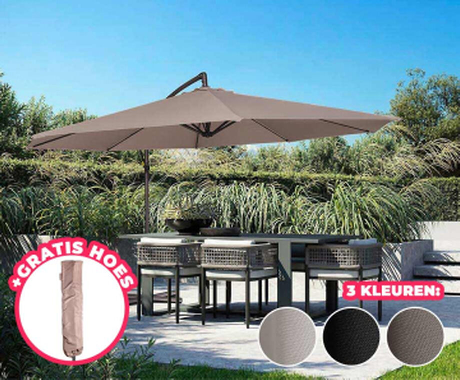 XXL Zweefparasol 3 Meter SEVVA® - Inclusief GRATIS Hoes t.w.v. €19,95!