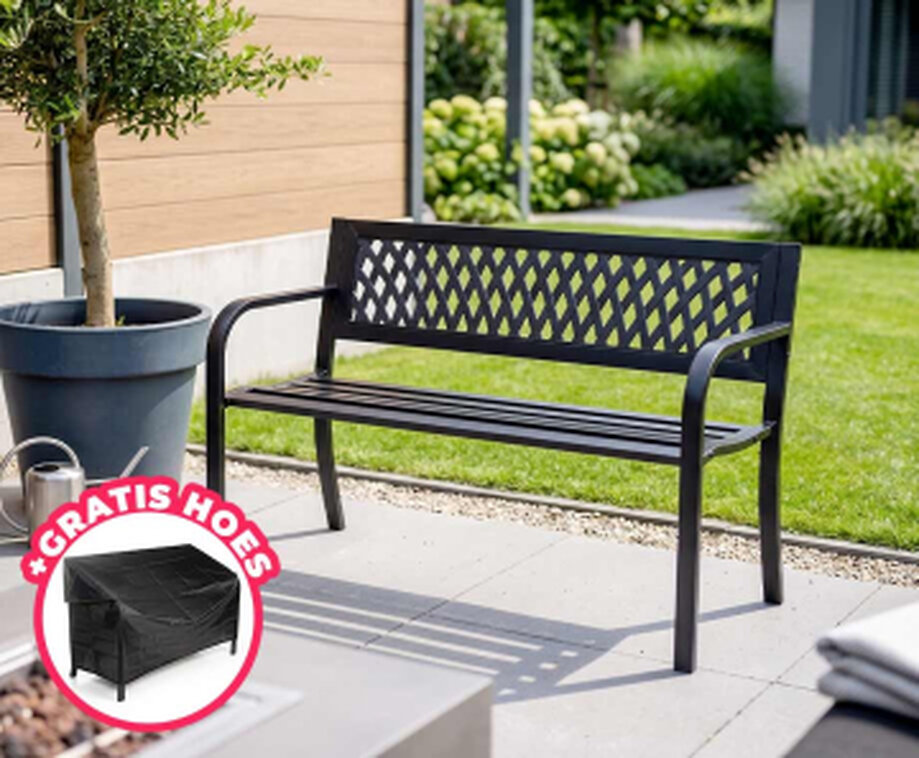 Stalen Design Tuinbank Met Hoes - Ideaal Voor Tuin En Balkon!