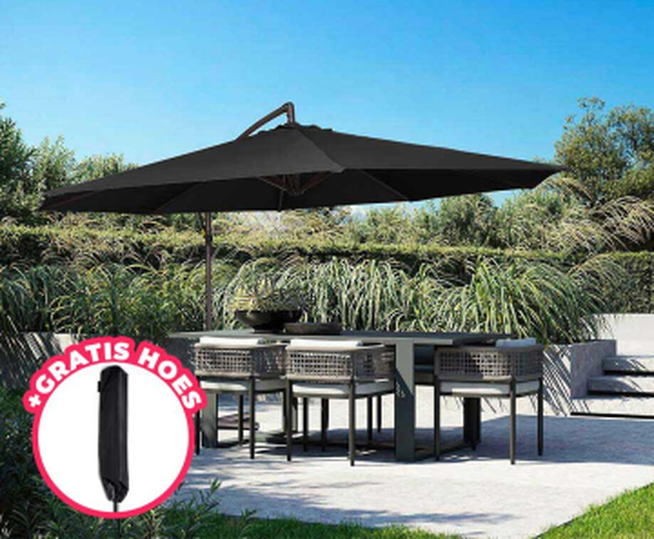 XXL Zweefparasol 3 Meter Zwart