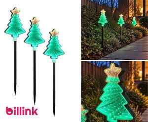 Tuinsteker Kerstboom met LED 3 Stuks