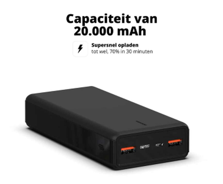 Powerbank 20.000 mAh Met Snelladen