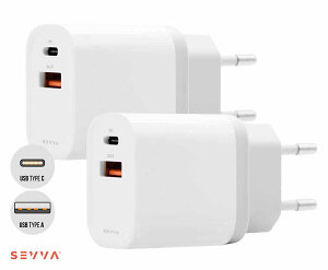 SEVVA® Universele Snellader 1+1 GRATIS - Met USB-C En USB Aansluiting!