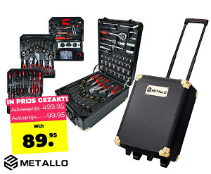 599-Delige Gereedschapstrolley Metallo Gold - Met Ringratel Sleutelset En Meer!