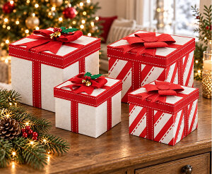 Vilten Cadeaudoosjes met Rode Strik