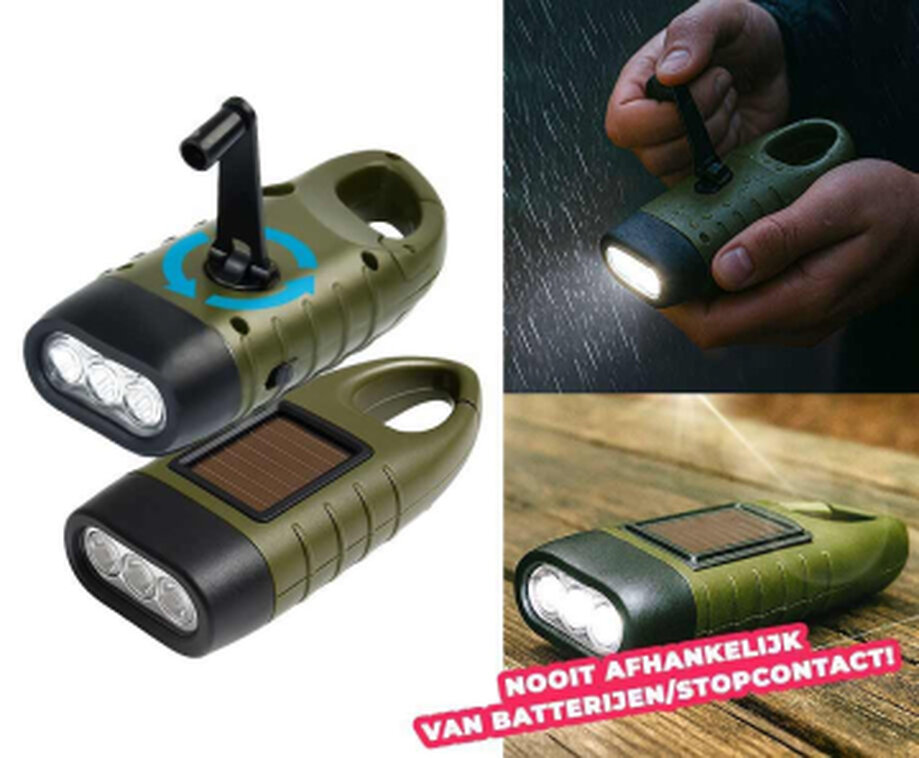 Noodzaklamp 1+1 GRATIS - Met Zwengel En Solar Voor Gebruik Zonder Batterijen!