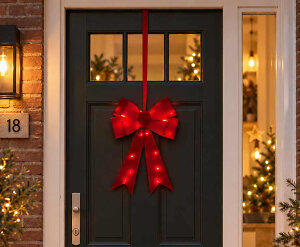 Decoratieve Kerstrik met LED Verlichting 61 cm Rood